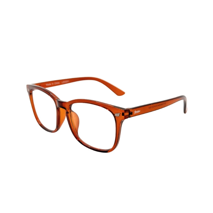 Brown eyeglasses on a white background