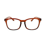 Brown eyeglasses on a white background