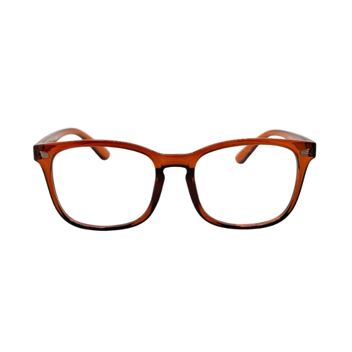 Brown eyeglasses on a white background