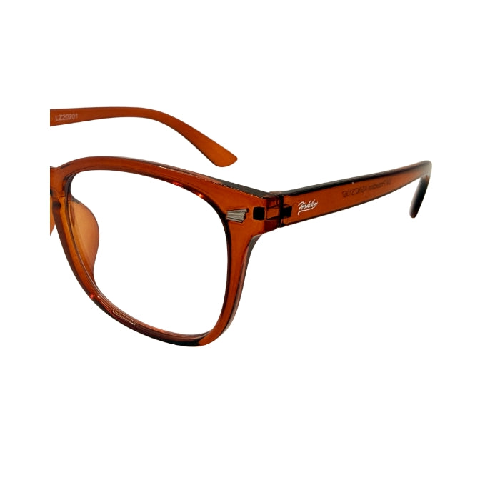 Brown eyeglasses on a white background