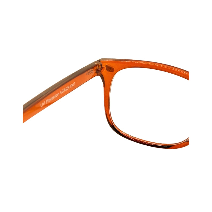 Orange eyeglasses on a white background