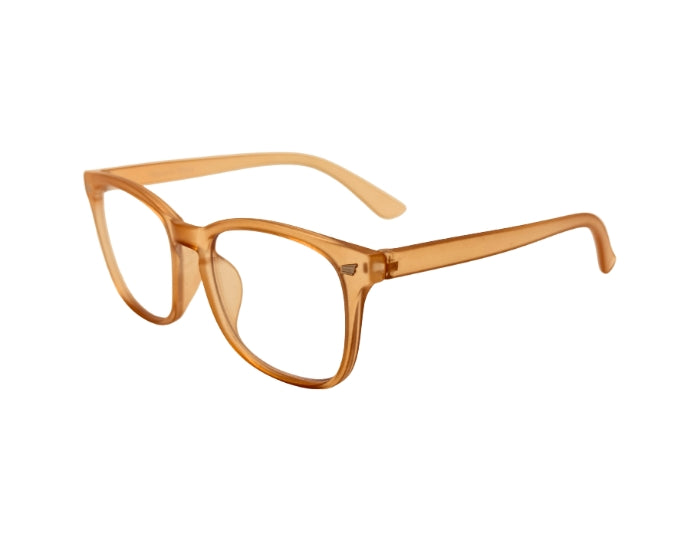 Orange eyeglasses on a white background