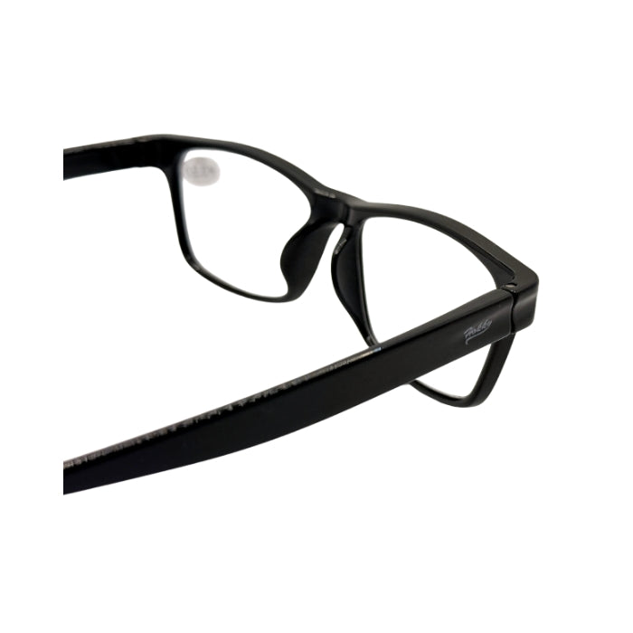 Black eyeglasses on a white background