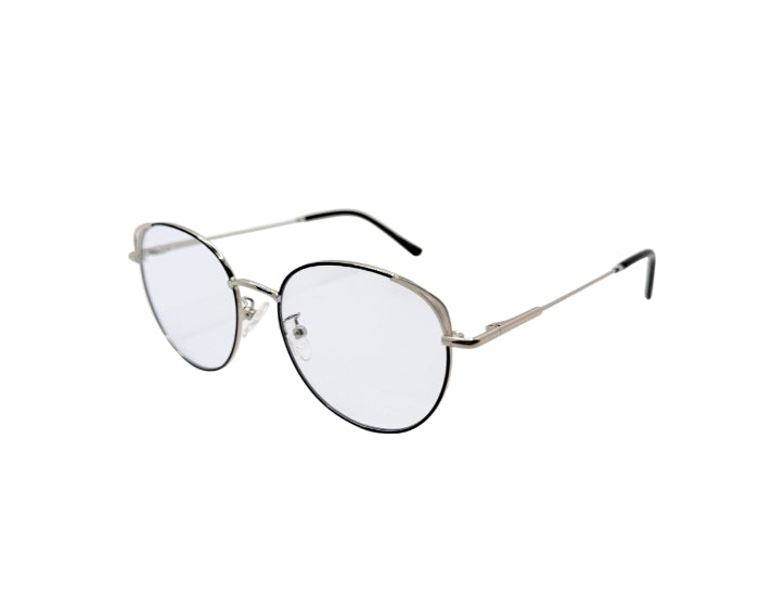 Eyeglasses with a gold frame on a white background