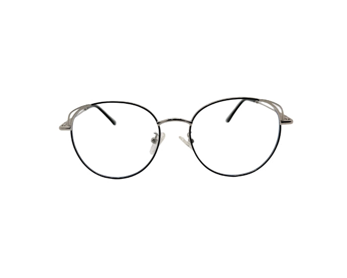 Round eyeglasses with thin frame on a white background