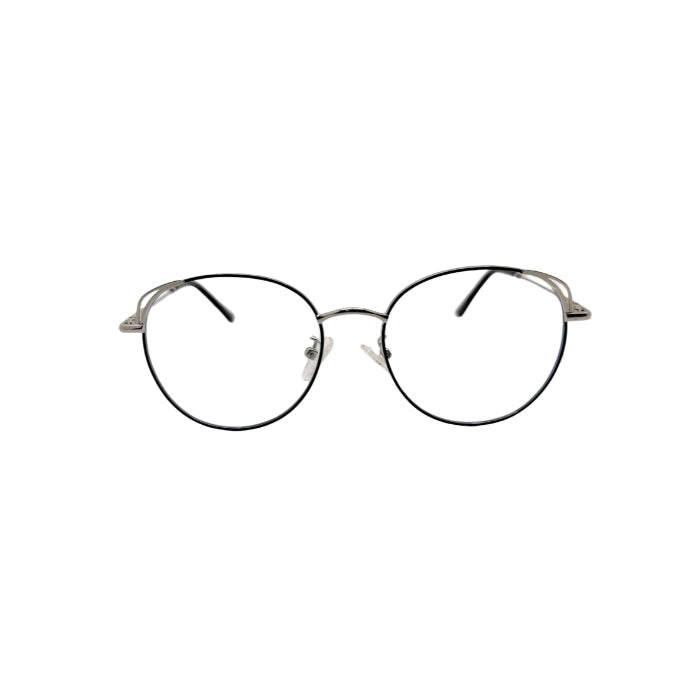 Round eyeglasses with thin frame on a white background