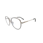 Round eyeglasses with thin metal frame on a white background
