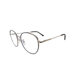 Round eyeglasses with thin metal frame on a white background