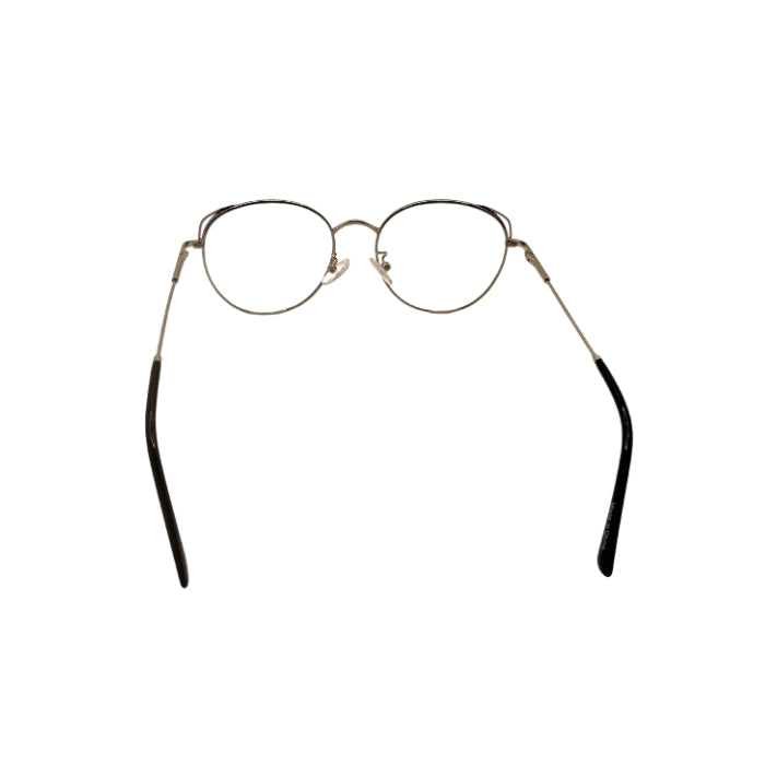 Round eyeglasses with thin black arms on a white background