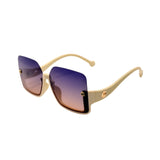 Beige sunglasses with gradient lenses on a white background