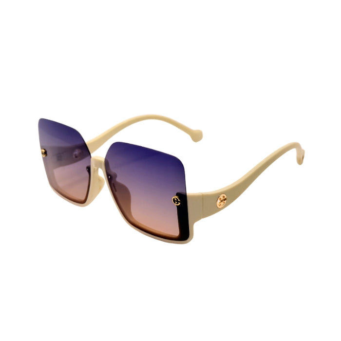 Beige sunglasses with gradient lenses on a white background