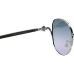 Sunglasses with a gradient blue lens on a white background