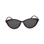 Sunglasses with tortoiseshell frame and dark lenses on a white background