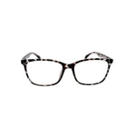 Pair of glasses with a tortoiseshell pattern on a white background