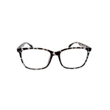 Pair of glasses with a tortoiseshell pattern on a white background