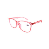 Pink eyeglasses on a white background