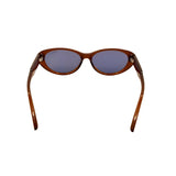Sunglasses with brown frame and dark lenses on a white background