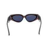 Sunglasses with dark lenses and brown frame on a white background