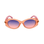 Sunglasses with pink gradient lenses and frame on a white background