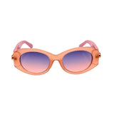 Sunglasses with pink gradient lenses and frame on a white background