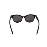 Sunglasses with black frames and dark lenses on white background
