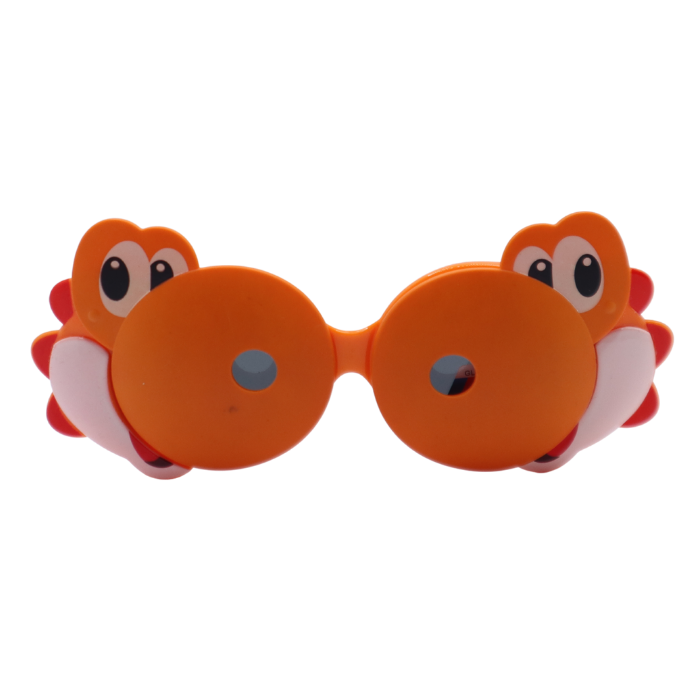 Children's sunglasses with cartoon monkey design on a white background
