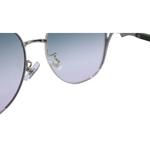 Close-up of a pair of sunglasses with gradient lenses on a white background