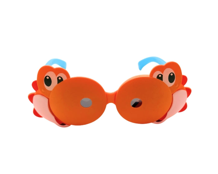 Children's sunglasses with cartoon monkey design on a white background
