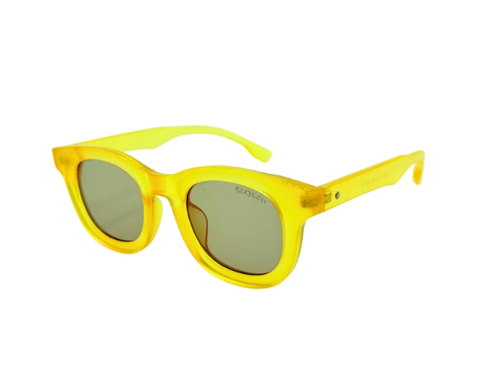 Yellow sunglasses with a white background