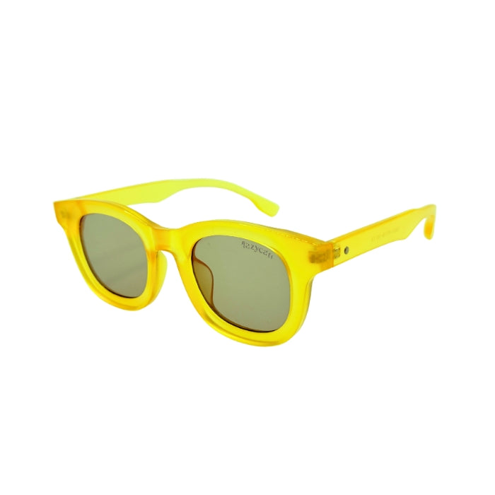 Yellow sunglasses with a white background