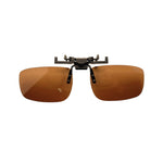 Brown sunglasses with a clip on a white background