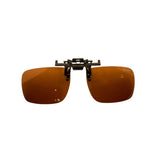 Brown sunglasses with a clip on a white background