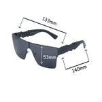Sunglasses with measurements on a white background