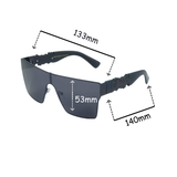 Sunglasses with measurements on a white background