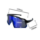 Sunglasses with measurements on a white background