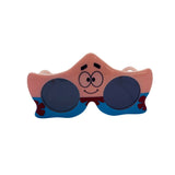 Sunglasses with a cartoon character design on a white background