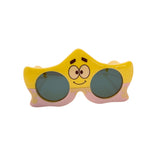 Sunglasses with a cartoon face design on a white background